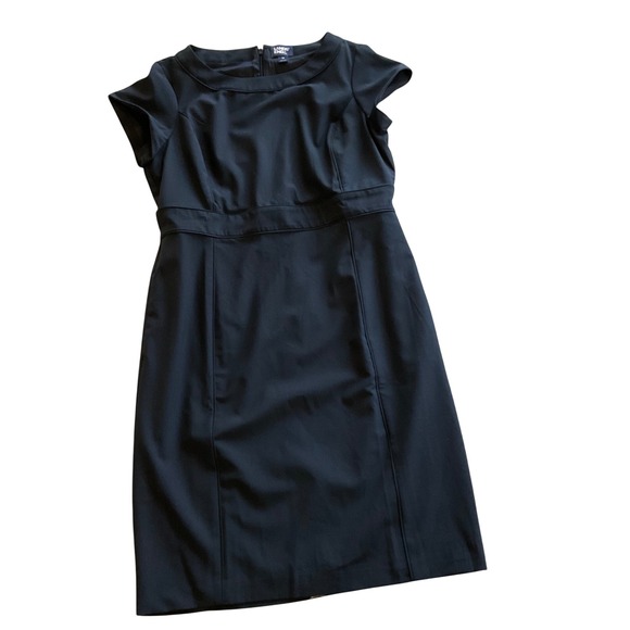Lands' End Dresses & Skirts - Lands' End Sheath Dress Womens 12 Black Wool Blend Cap Sleeve Career